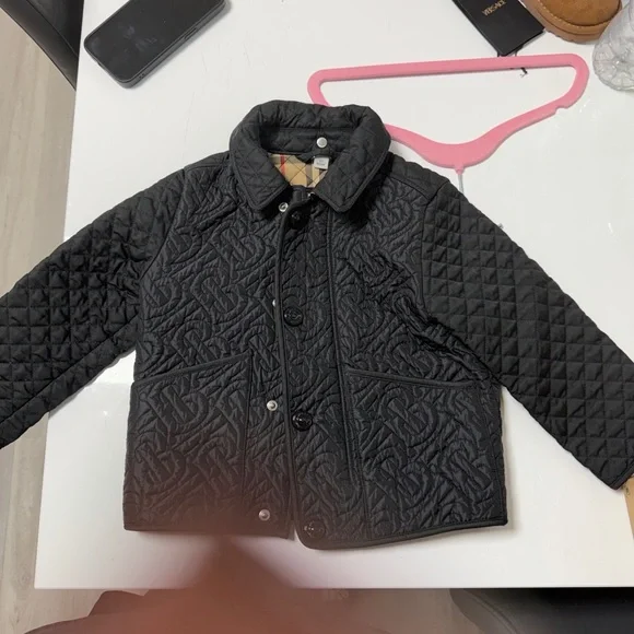 Burberry Black Quilted Jacket with Plaid Accent 
Barely Worn - Picture 3 of 4